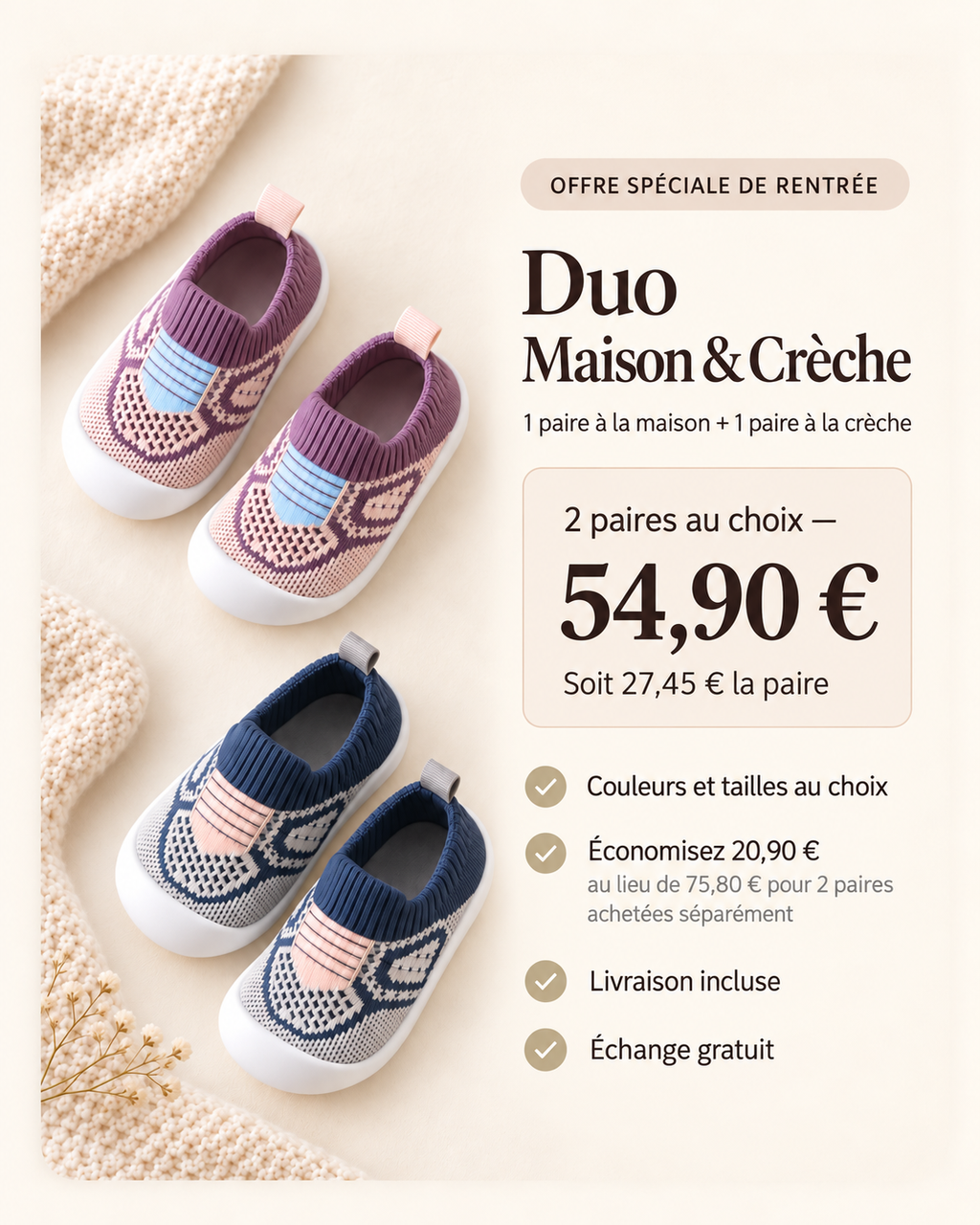 Chaussures souples bébé - Sensation pieds nus